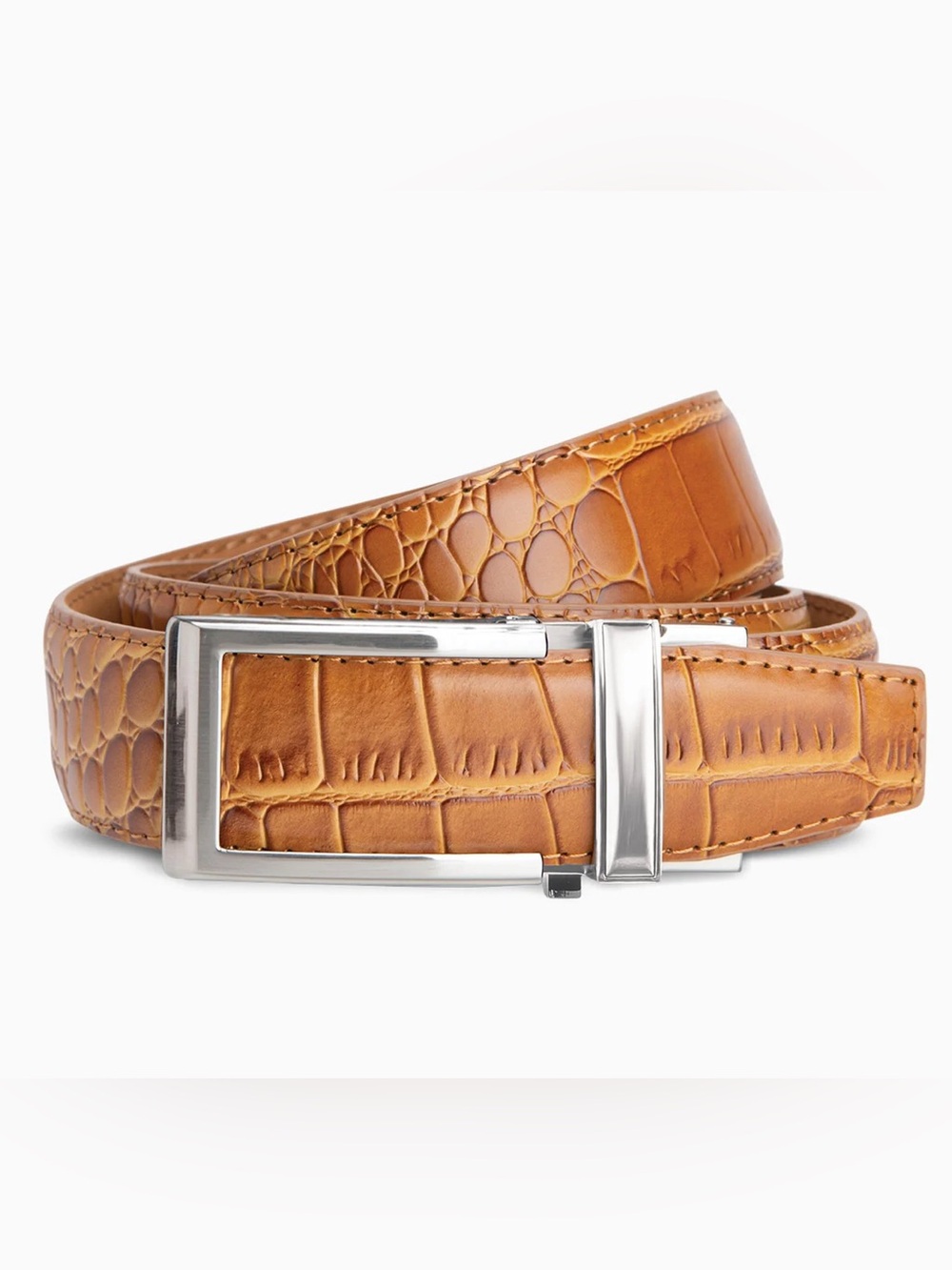 NexBelt Men’s Tan Alligator V2 Ratchet Dress Belt Adjustable Buckle 25"-34" EXC!
